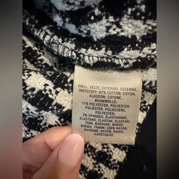 Anthropologie Maeve Townsend Black White Houndstooth Short Sleeve Top Boxy Sz 2 - Picture 9 of 16